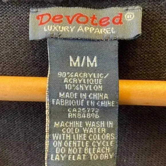 Devoted  Cardigan Sweater Button Front V Neck Pockets Chocolate Brown Medium - Picture 7 of 15